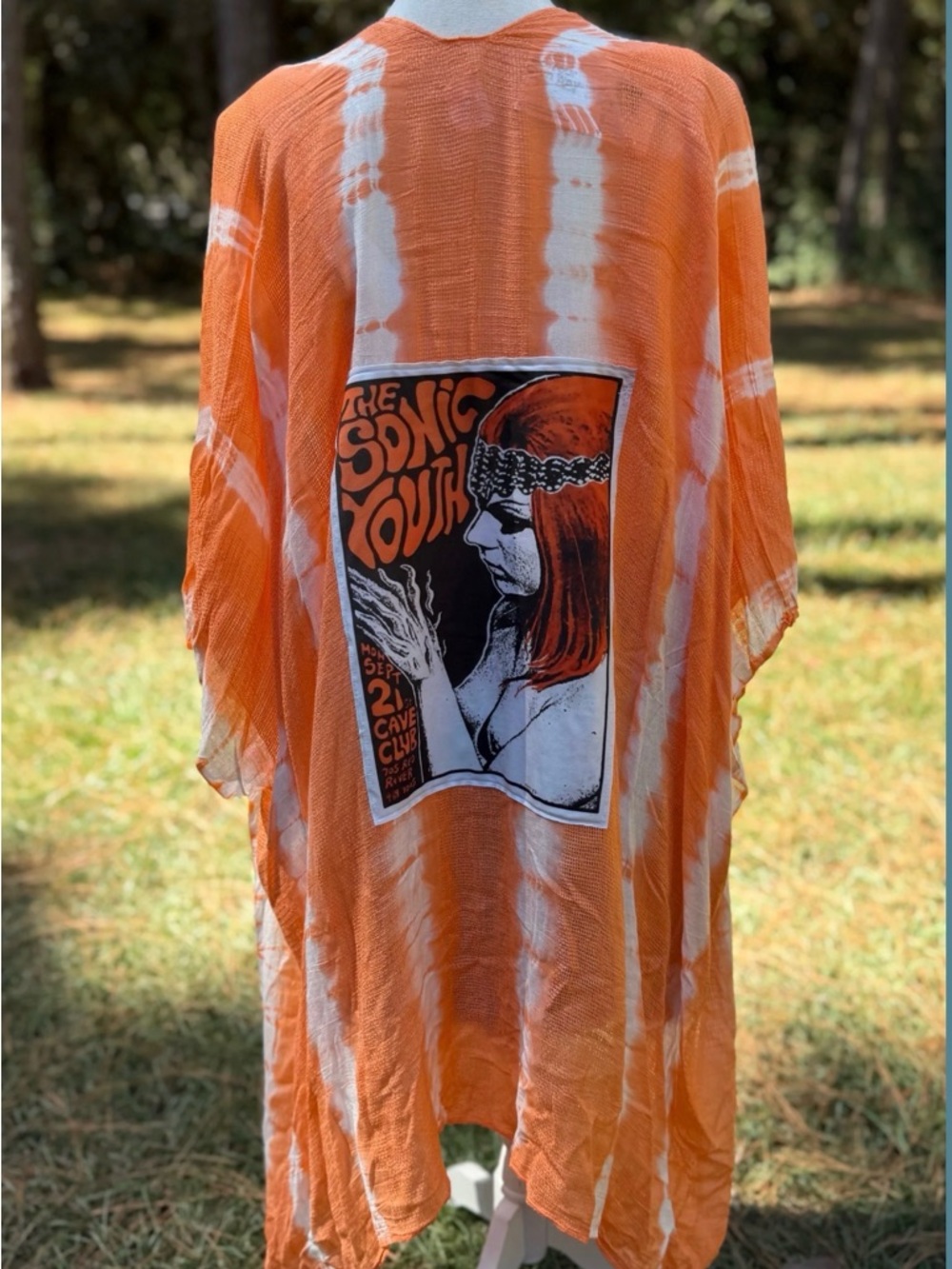 Upcycled Sonic Youth Orange Tie-Dye Kimono